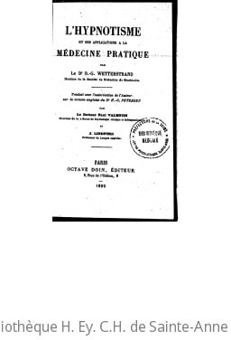 Cover of L'hypnotisme et ses applications à la médecine pratique