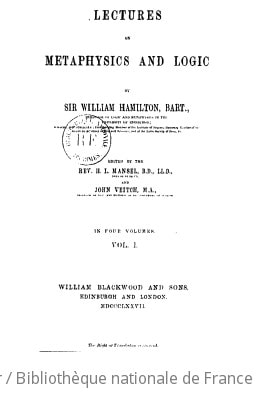 Cover of Lectures on metaphysics and logic. Vol. 1, 1