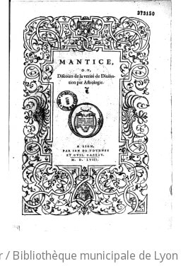 Cover of Mantice ou Discours de la vérité de divination par astrologie