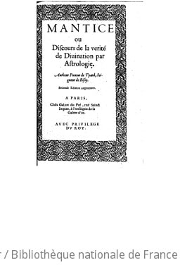Cover of Mantice ou Discours de la vérité de divination par astrologie (2e éd. augm.)