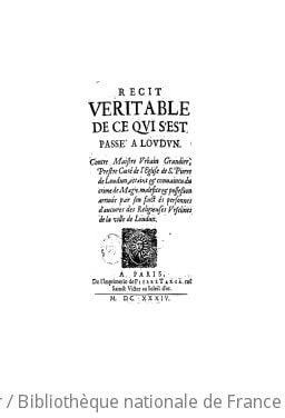 Cover of Récit veritable de ce qui s'est passé a Loudun contre maistre Urbain Grandier