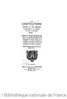 Cover of Les conjurations faites à un demon possedant le corps d'une grande dame