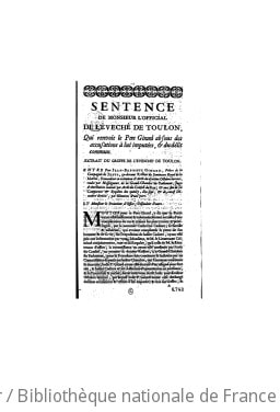 Cover of Sentences de Monsieur l'Official de l'évêché de Toulon qui renvoie le P. Girard absous des accusations à lui imputées et du délit commun (Reprod.)