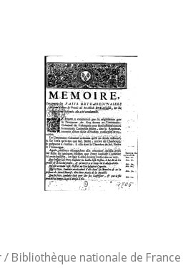 Cover of Mémoire contenant les faits extraordinaires raportez dans le procès de Marie Bucaille et les crimes pour lesquels elle a été condamnée (Reprod.)