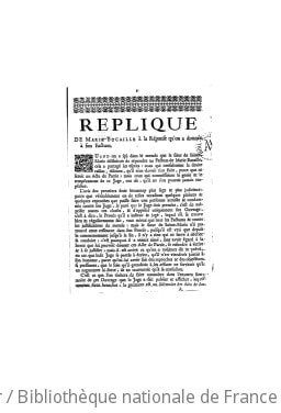 Cover of Réplique de Marie Bucaille à la réponse qu'on a donnée à son factum (Reprod.)