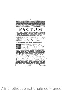 Cover of Factum pour Marie Benoist, dite de La Bucaille