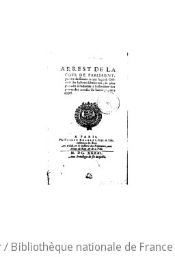 Cover of Arrest de la Cour de Parlement portant deffences à tous juges et officiers des justices subalternes de plus proceder à l'advenir à l'instruction des procez des accusez de sortilèges