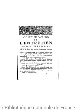Cover of Continuation de l'"Entretien de Scipion et Severe" sur la lettre d'un ami de l'auteur des "Reflexions" (Reprod.)