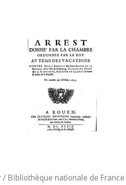 Cover of Arrest donné par la Chambre ordonnée par le Roy au temps des vocations contre Marie Benoist