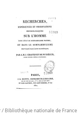 Cover of Recherches, expériences et observations physiologiques sur l'homme dans l'état de somnambulisme naturel et dans le somnambulisme provoqué par l'acte magnétique ([Reprod.])