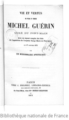 Cover of Vie et vertus du pieux et vénéré Michel Guérin, curé du Pont-Main