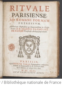 Cover of Rituale Parisiense, ad Romani formam expressum, Authoritate Joannis Francisci de Gondy, Parisiensis Archiepisc. Editum
