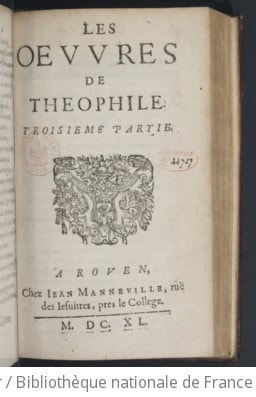 Cover of Les Oeuvres de Théophile, divisées en trois parties