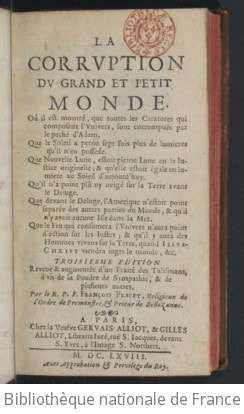 Cover of La Corruption du grand et petit monde... 3e édition... augmentée d'un traité des talismans, d'un de la poudre de sympathie et de plusieurs autres, par le R. P. F. François Placet