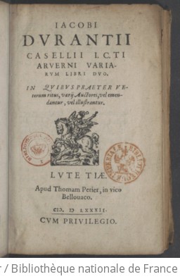 Cover of Variarum libri duo. In quibus praeter veterum ritus, varii auctores, vel emendantur vel illustrantur