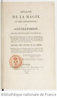 Cover of Réalité de la magie et des apparitions, ou Contre-poison du dictionnaire infernal... précédé d'une histoire très précise de la magie