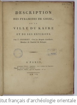 Cover of Description des pyramides de Ghizé, de la ville du Kaire et de ses environs