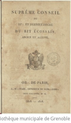 Cover of Suprême conseil du 33e et dernier degré du rit écossais, ancien et accepté