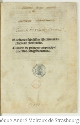 Cover of Quaestiones in Aristotelis Metaphysica, etc. Johannes Duns Scotus
