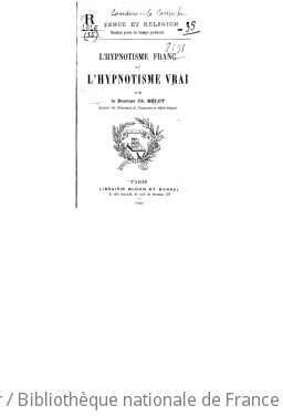 Cover of L'hypnotisme franc et l'hypnotisme vrai
