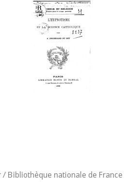 Cover of L'hypnotisme et la science catholique