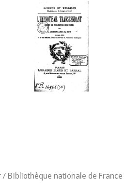 Cover of L'hypnotisme transcendant devant la philosophie chrétienne
