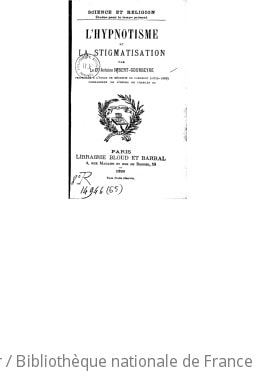 Cover of L'hypnotisme et la stigmatisation