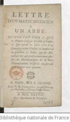 Cover of Lettre d'un mathématicien à un abbé , où l'on fait voir