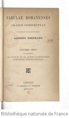 Cover of Fabulae romanenses graece conscriptae