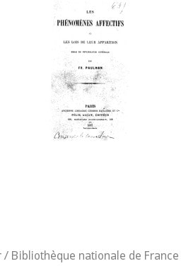 Cover of Les phénomènes affectifs et les lois de leur apparition