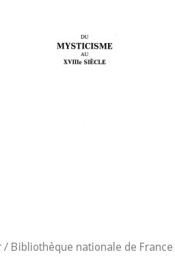 Cover of Du mysticisme au XVIIIe siècle