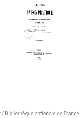 Cover of Critique de la raison pratique ; précédée des Fondements de la métaphysique des moeurs