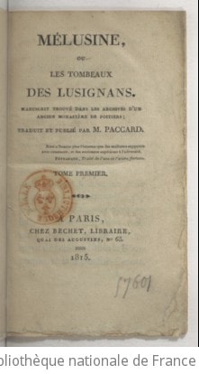 Cover of Mélusine, ou Les tombeaux des Lusignans. Tome 1