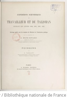 Cover of Expéditions scientifiques du "Travailleur" et du "Talisman" pendant les années 1880, 1881, 1882, 1883. Poissons
