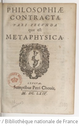 Cover of Davidis Derodonis Philosophia contracta.... Metaphysica