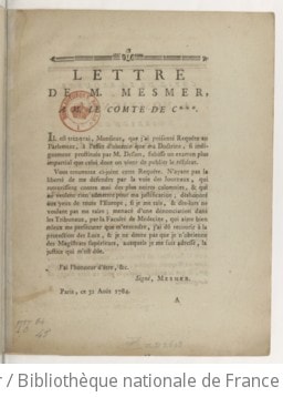 Cover of Lettre de M. Mesmer à M. le Cte de C*** [31 août 1784]