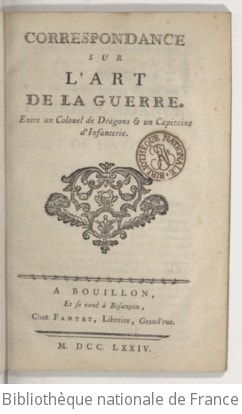 Cover of Correspondance sur l'art de la guerre . Entre un colonel de dragons & un capitaine d'infanterie