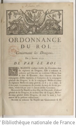 Cover of Ordonnance du roi, concernant les dragons . Du 5 janvier 1757