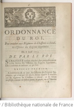 Cover of Ordonnance... pour attacher aux régimens de chasseurs à cheval les officiers des légions supprimées