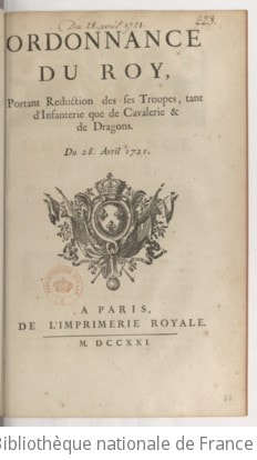 Cover of Ordonnance du Roy portant réduction de ses troupes tant d'infanterie que de cavalerie et de dragons