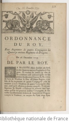 Cover of Ordonnance... pour augmenter de 4 compagnies les 14 anciens régimens de dragons