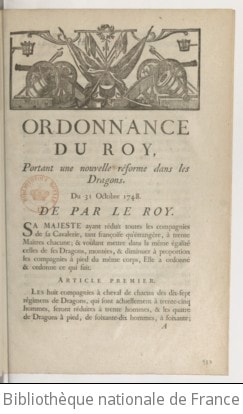 Cover of Ordonnance... portant une nouvelle réforme dans les dragons