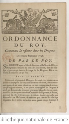 Cover of Ordonnance... concernant la réforme dans les dragons