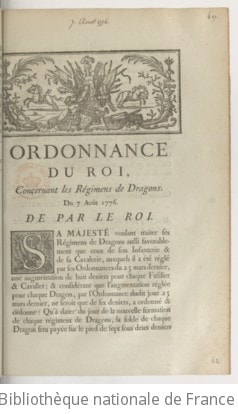 Cover of Ordonnance... concernant les régimens de dragons