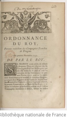 Cover of Ordonnance... portant réduction des compagnies franches de dragons