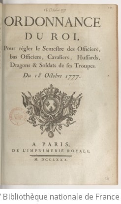 Cover of Ordonnance du Roi pour régler le semestre des officiers, bas-officiers, cavaliers, hussards, dragons et soldats de ses troupes