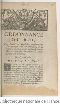 Cover of Ordonnance du Roi pour établir des capitaines commandans dans quelques-unes des compagnies de ses régimens de dragons et un sous-lieutenant dans les compagnies du mestre de camp général des dragons