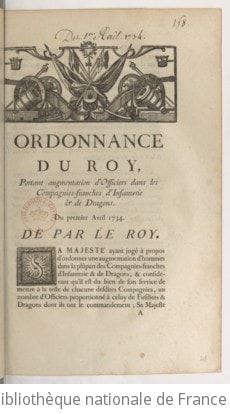 Cover of Ordonnance... portant augmentation d'officiers dans les compagnies franches d'infanterie et de dragons