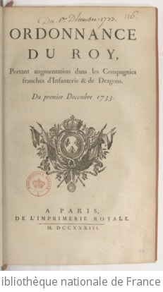 Cover of Ordonnance... portant augmentation dans les compagnies franches d'infanterie et de dragons