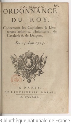 Cover of Ordonnance... concernant les capitaines et lieutenans réformez d'infanterie, de cavalerie et de dragons